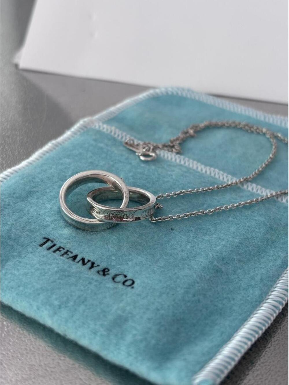 Authentic Tiffany & Co. 1837 interlocking circles necklace in sterling silver.